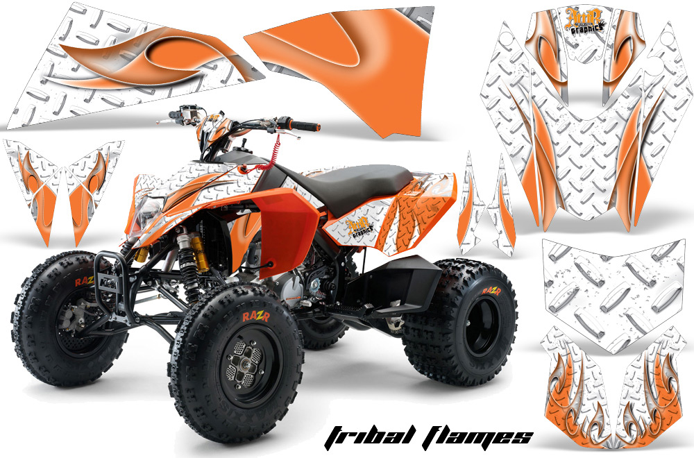 KTM 525 XC 08 Graphics Kit TribalFlame Orange WhiteBG